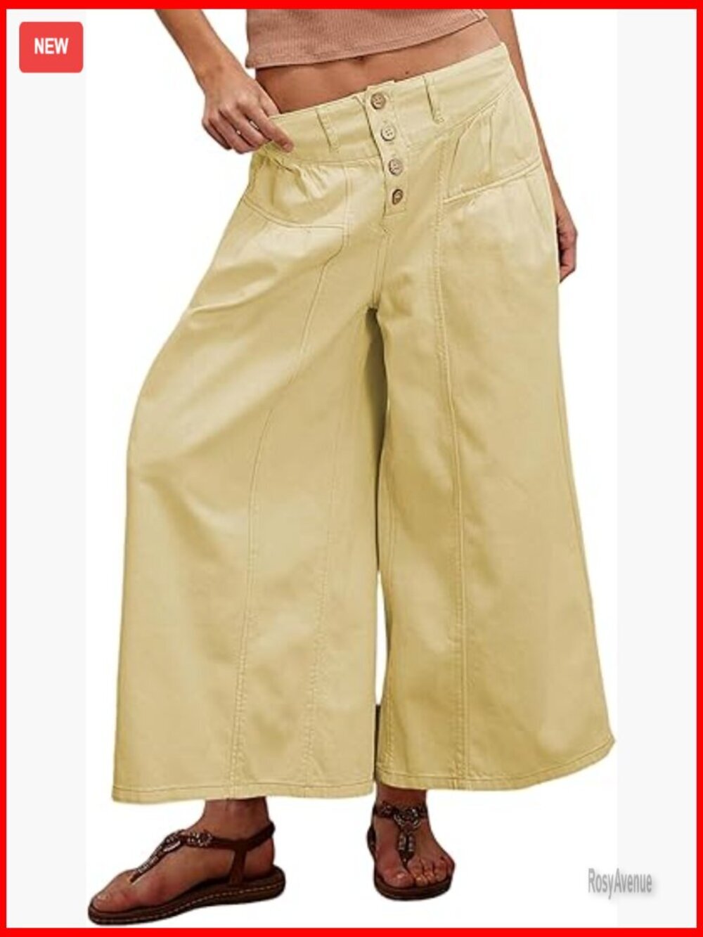 Wide Leg Jeans Mid Rise Elastic Waist Button Pleated Pants with Pockets